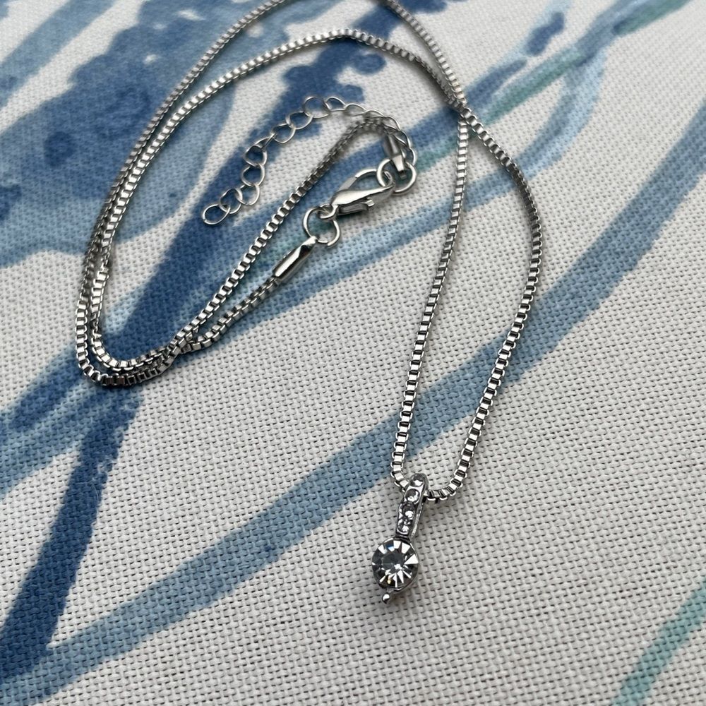 Beautiful stone drop pendant necklace box chain new gift simulated diamond